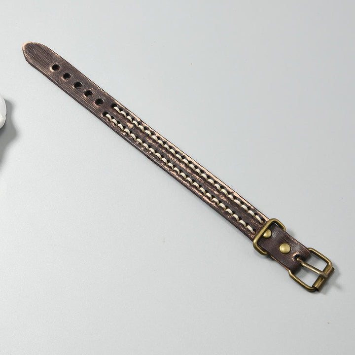 Buddha Stones Vintage Leder verstellbare Schnalle Stärkungsarmband