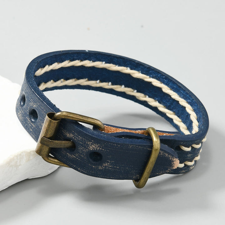 Buddha Stones Vintage Leder verstellbare Schnalle Stärkungsarmband