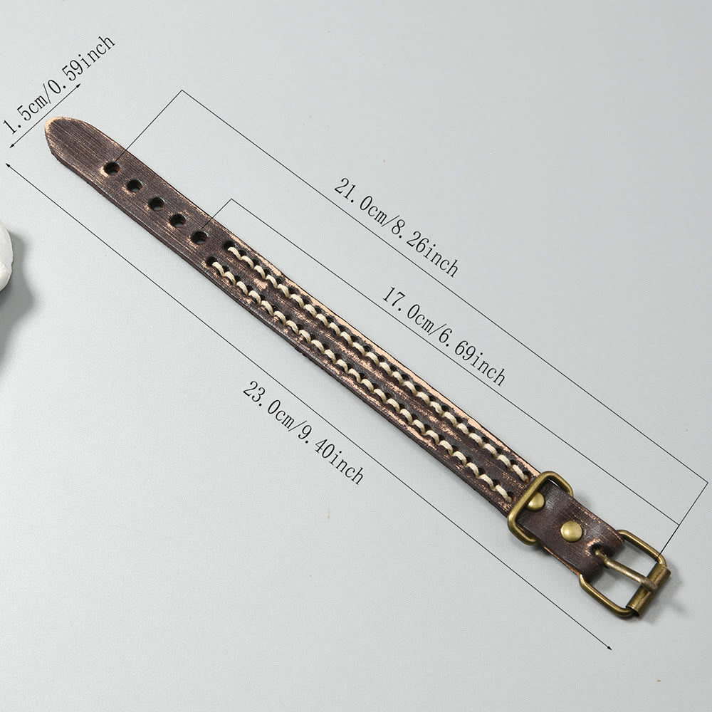 Buddha Stones Vintage Leder verstellbare Schnalle Stärkungsarmband