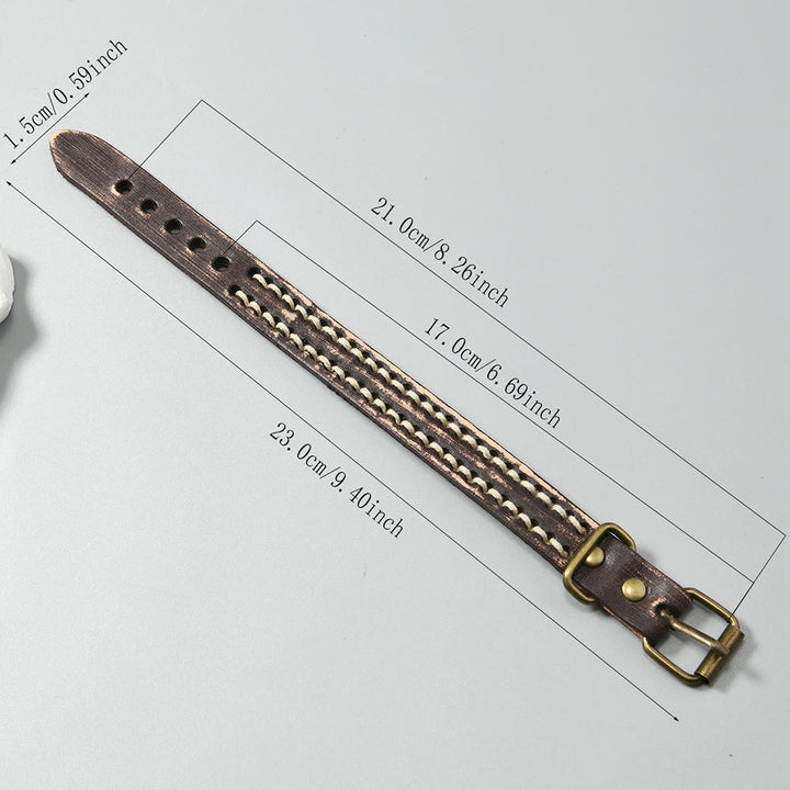 Buddha Stones Vintage Leder verstellbare Schnalle Stärkungsarmband