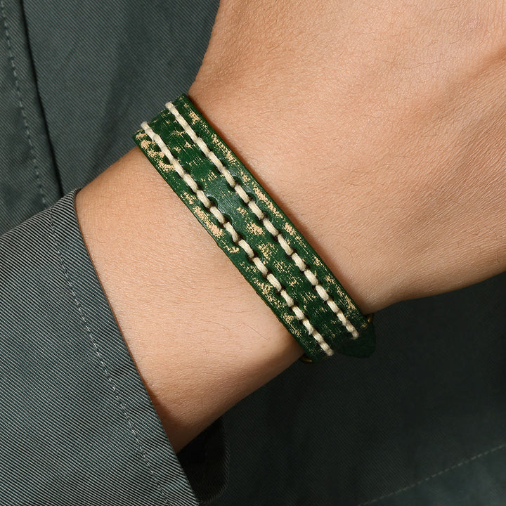 Buddha Stones Vintage Leder verstellbare Schnalle Stärkungsarmband