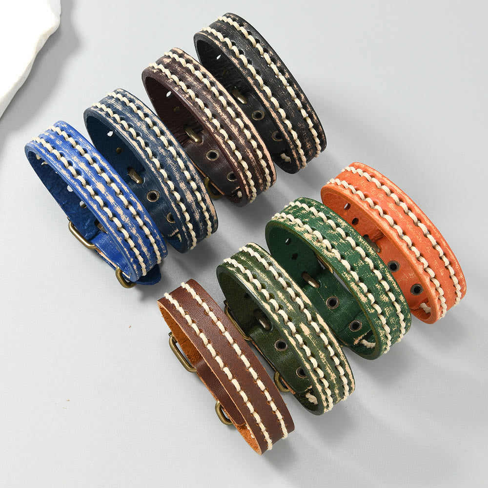 Buddha Stones Vintage Leder verstellbare Schnalle Stärkungsarmband