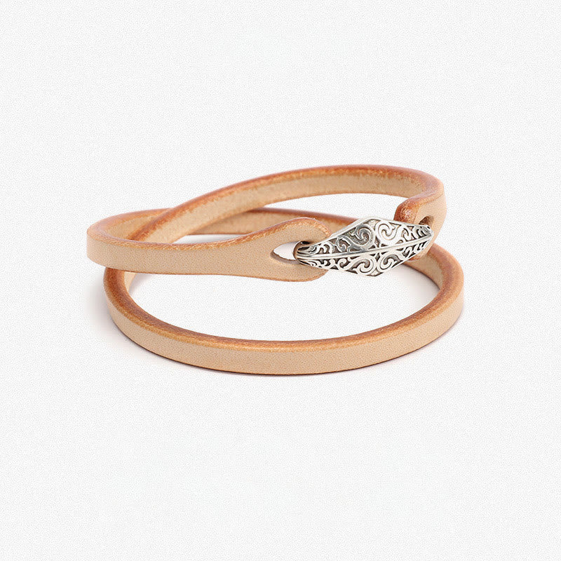 Buddha Stones 925 Sterling Silber Leder Mehrreihiges Schutzarmband