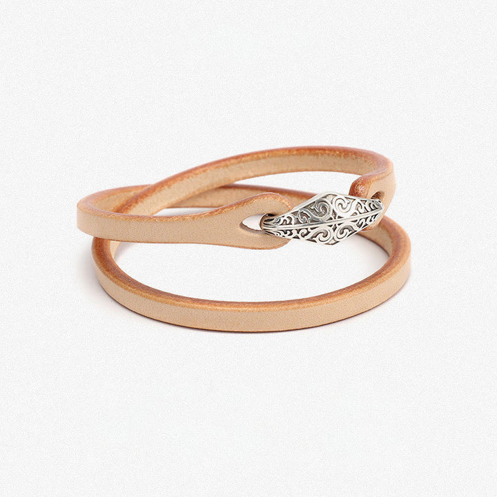 Buddha Stones 925 Sterling Silber Leder Mehrreihiges Schutzarmband