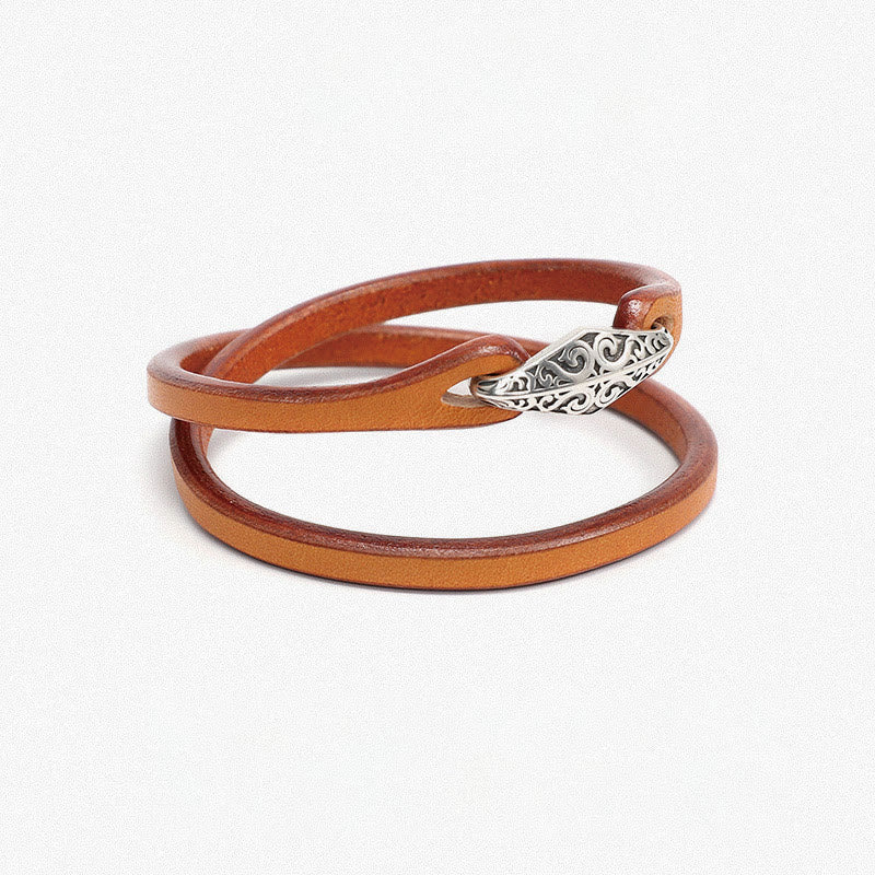 Buddha Stones 925 Sterling Silber Leder Mehrreihiges Schutzarmband