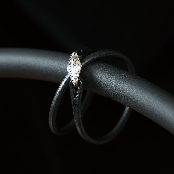 Buddha Stones 925 Sterling Silber Leder Mehrreihiges Schutzarmband