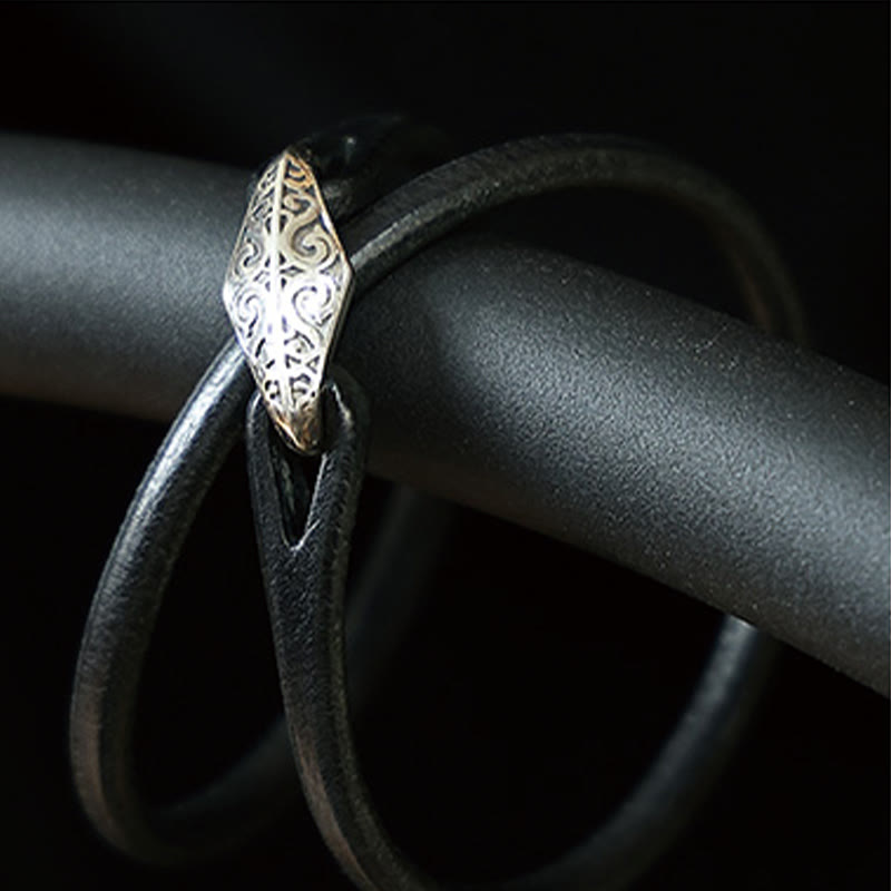 Buddha Stones 925 Sterling Silber Leder Mehrreihiges Schutzarmband