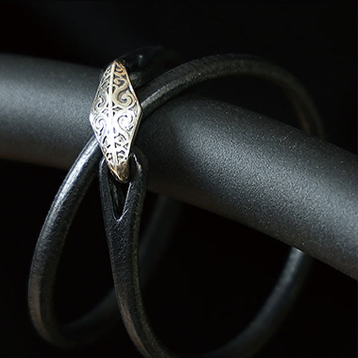 Buddha Stones 925 Sterling Silber Leder Mehrreihiges Schutzarmband