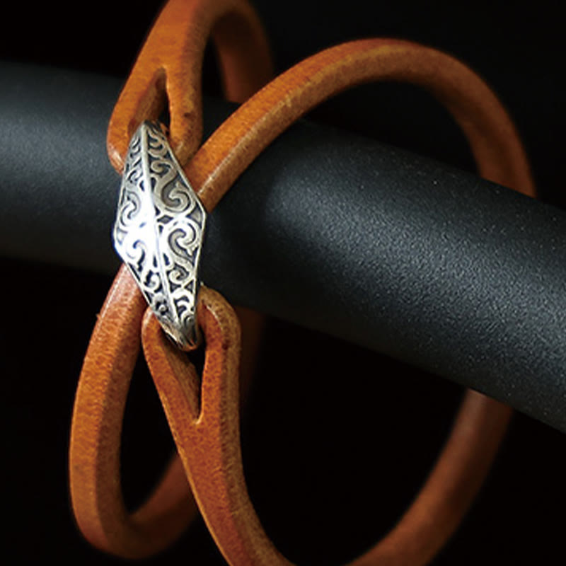 Buddha Stones 925 Sterling Silber Leder Mehrreihiges Schutzarmband