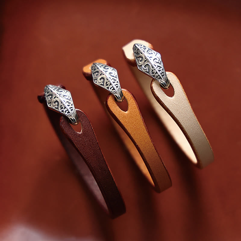 Buddha Stones 925 Sterling Silber Leder Mehrreihiges Schutzarmband