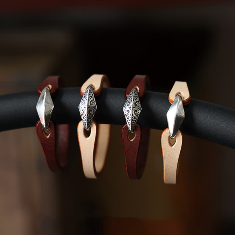 Buddha Stones 925 Sterling Silber Leder Mehrreihiges Schutzarmband