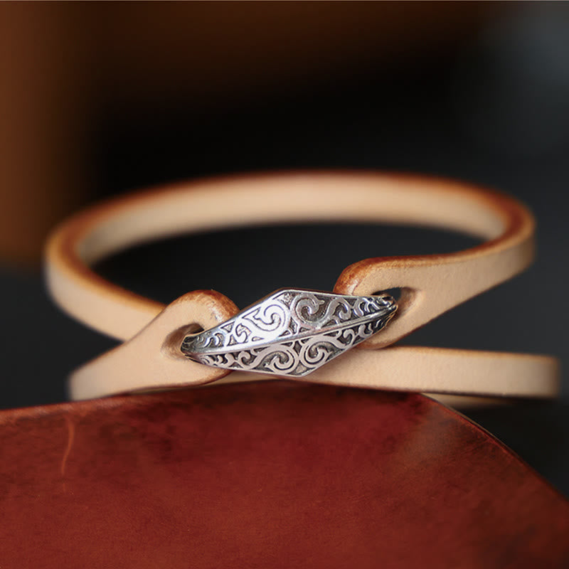 Buddha Stones 925 Sterling Silber Leder Mehrreihiges Schutzarmband