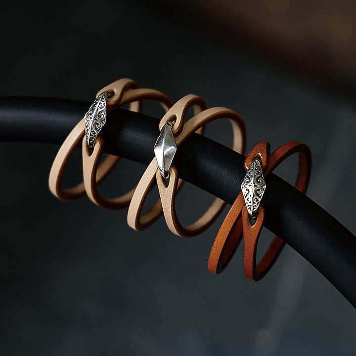 Buddha Stones 925 Sterling Silber Leder Mehrreihiges Schutzarmband