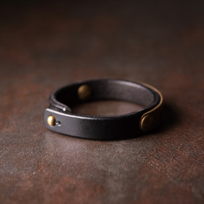 Buddha Stones Vintage Leder Kupfer Messing Balance Armreif