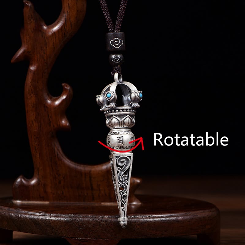 Buddha Stones, tibetischer Om Mani Padme Hum Dorje Vajra Design, Weisheit, drehbarer Halsketten-Anhänger - image 4