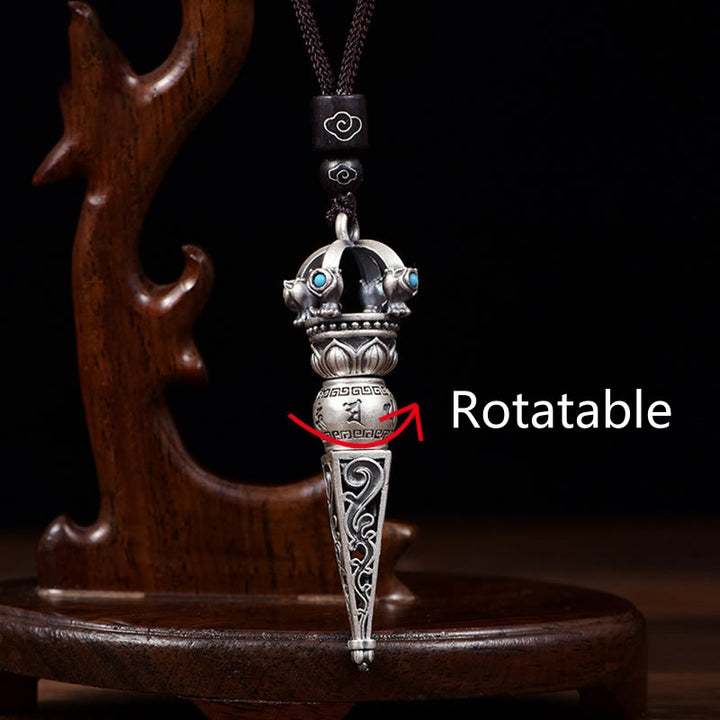 Buddha Stones, tibetischer Om Mani Padme Hum Dorje Vajra Design, Weisheit, drehbarer Halsketten-Anhänger - image 4