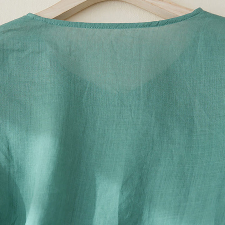 Lässiges Damen-Hemd aus Baumwolle und Leinen mit Buddha Stones -Stickerei und Pflanzen-Design - image 24