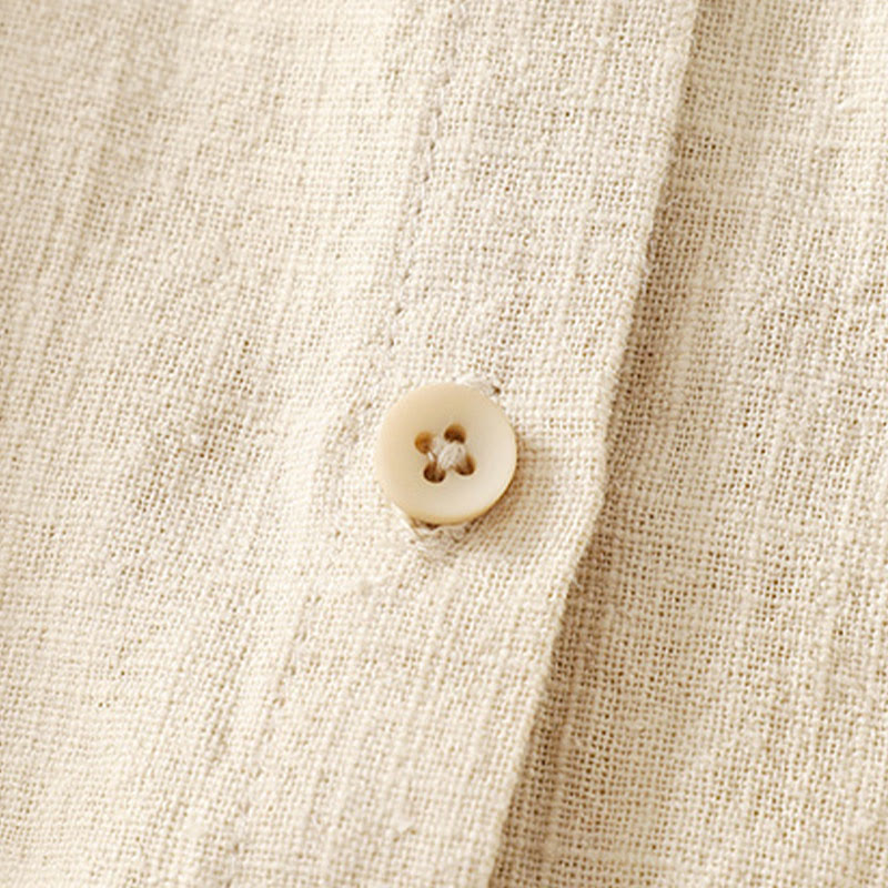 Buddha Stones Lässiges Damen-Hemd mit lockerem Stehkragen und langen Ärmeln, einfarbig, aus Baumwolle und Leinen - image 9