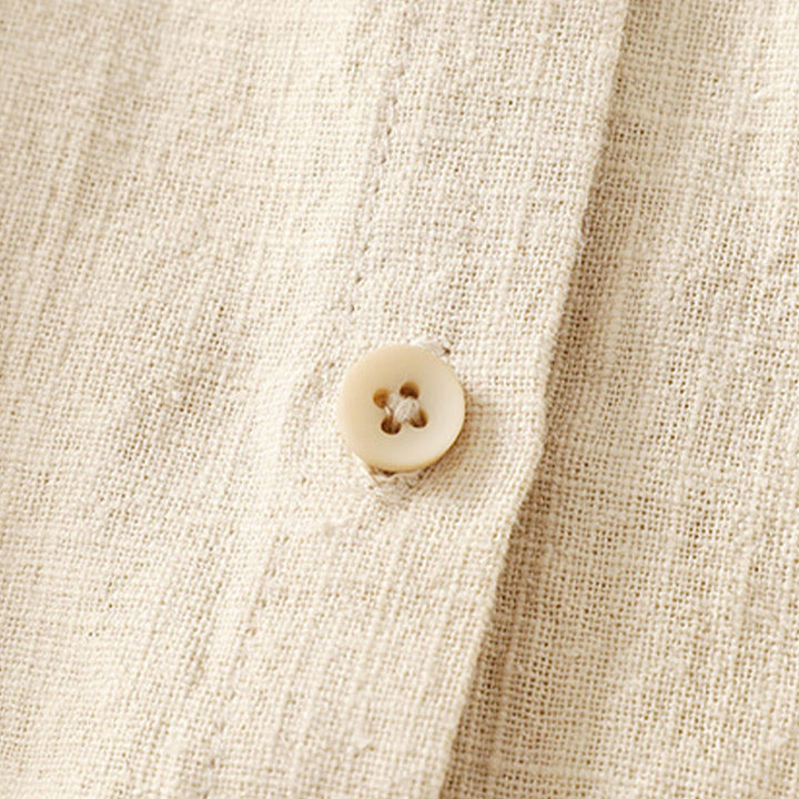 Buddha Stones Lässiges Damen-Hemd mit lockerem Stehkragen und langen Ärmeln, einfarbig, aus Baumwolle und Leinen - image 9