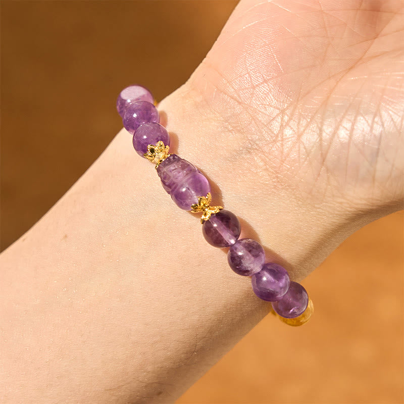 Buddha Stones Citrin Amethyst Pixiu Wohlstandsarmband