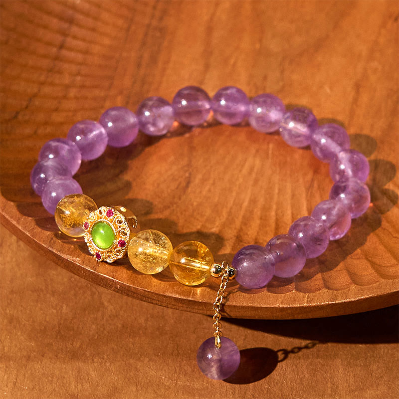 Buddha Stones Natürliches Amethyst-Meditations-Balance-Armband