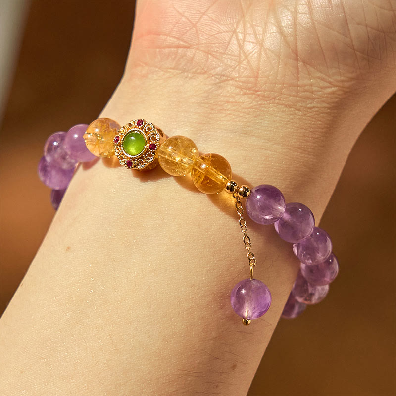 Buddha Stones Natürliches Amethyst-Meditations-Balance-Armband