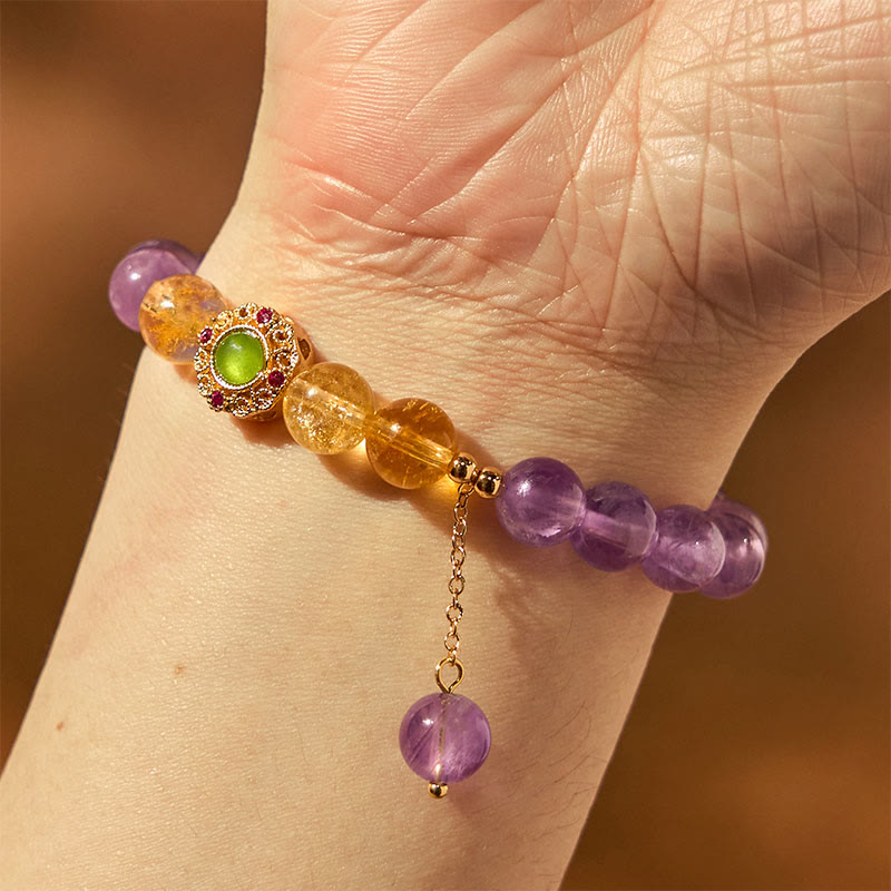 Buddha Stones Natürliches Amethyst-Meditations-Balance-Armband