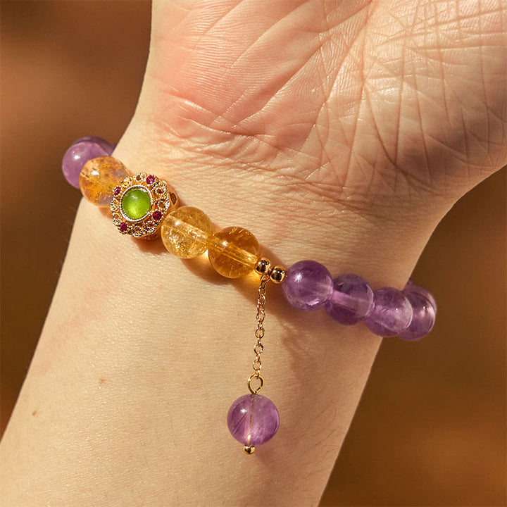 Buddha Stones Natürliches Amethyst-Meditations-Balance-Armband
