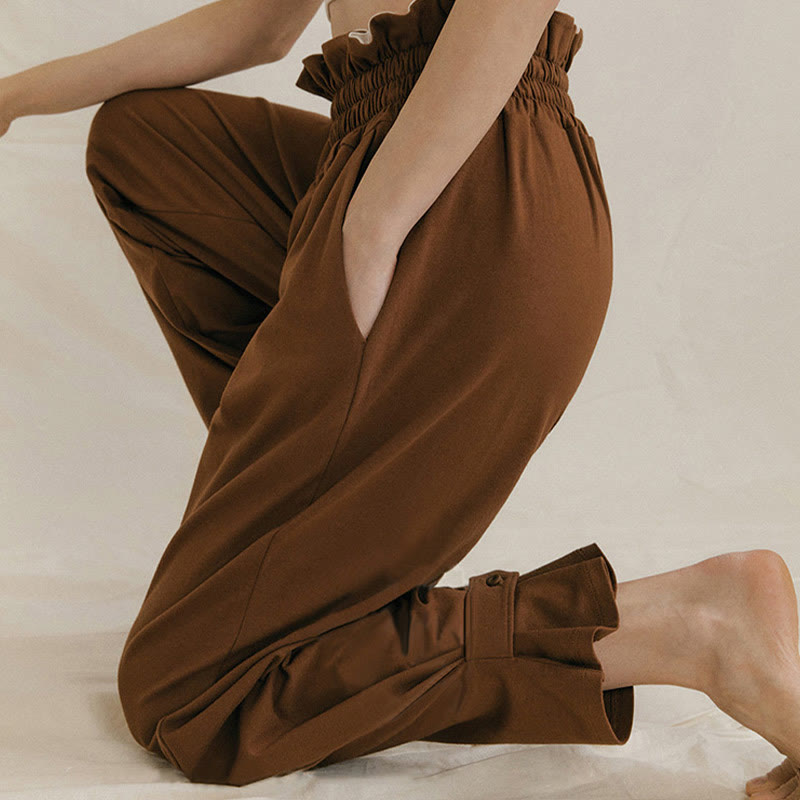 Buddha Stones Lässige Schnalle Lockere Spandexhose für Damen mit Taschen - image 7