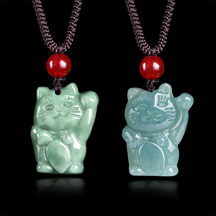Buddha Stones Glückskatze Jade Fülle Halskette Anhänger - image 11