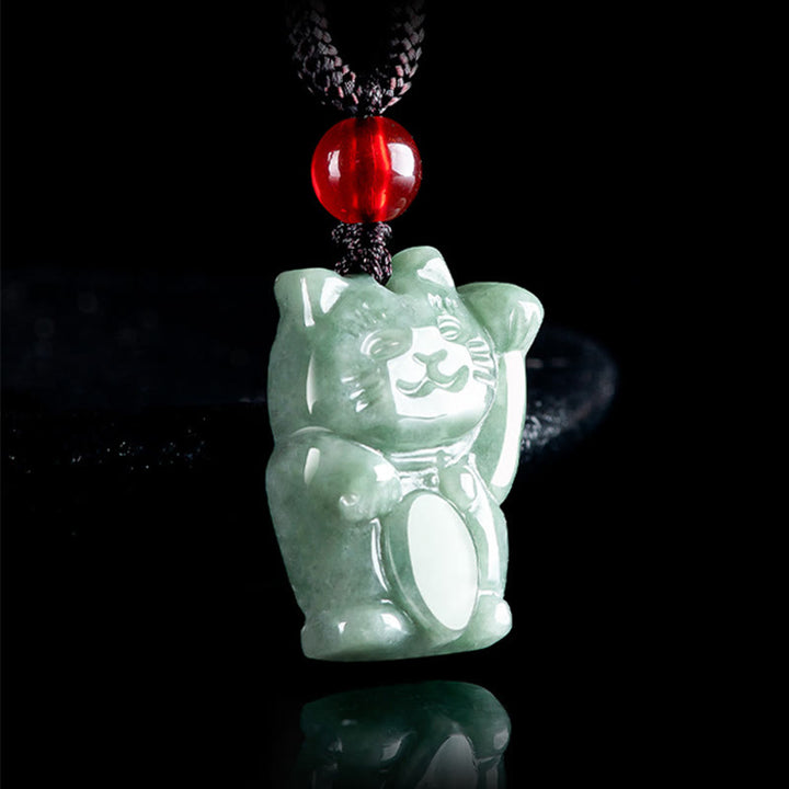 Buddha Stones Glückskatze Jade Fülle Halskette Anhänger - image 2