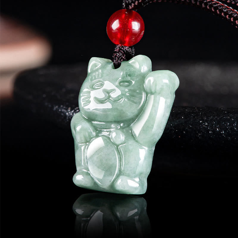Buddha Stones Glückskatze Jade Fülle Halskette Anhänger - image 3