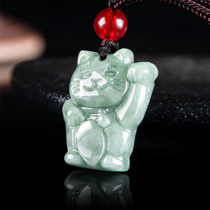 Buddha Stones Glückskatze Jade Fülle Halskette Anhänger - image 3