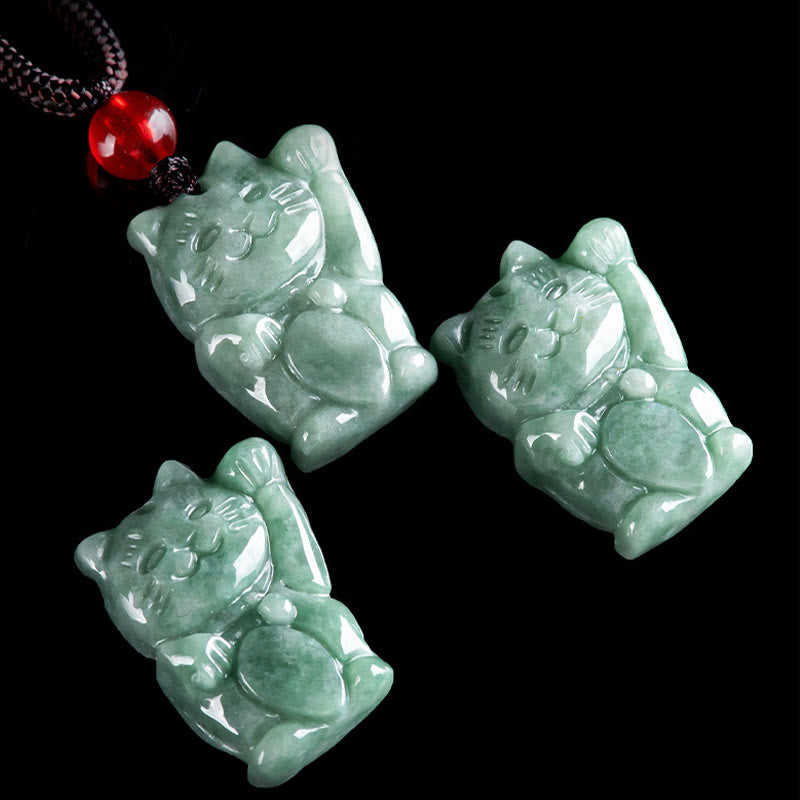 Buddha Stones Glückskatze Jade Fülle Halskette Anhänger - image 12