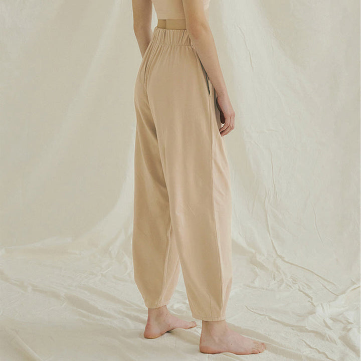 Buddha Stones Lässige, schlichte, atmungsaktive, lockere Leica-Haremshose für Damen mit Taschen - image 4