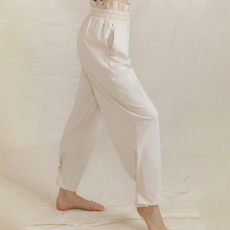 Buddha Stones Lässige Schnalle Lockere Spandexhose für Damen mit Taschen - image 21