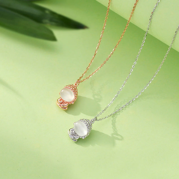 Buddha Stones 925 Sterling Silber Chalcedon Formloser Buddha Positive Halskette Anhänger - image 2