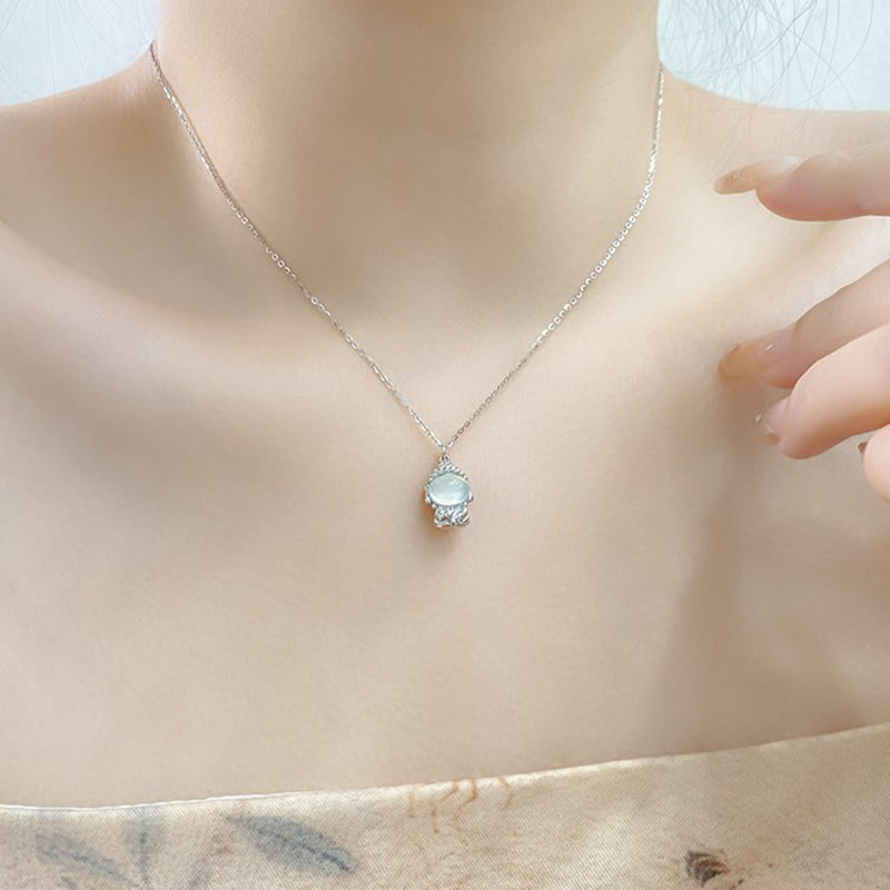 Buddha Stones 925 Sterling Silber Chalcedon Formloser Buddha Positive Halskette Anhänger - image 9