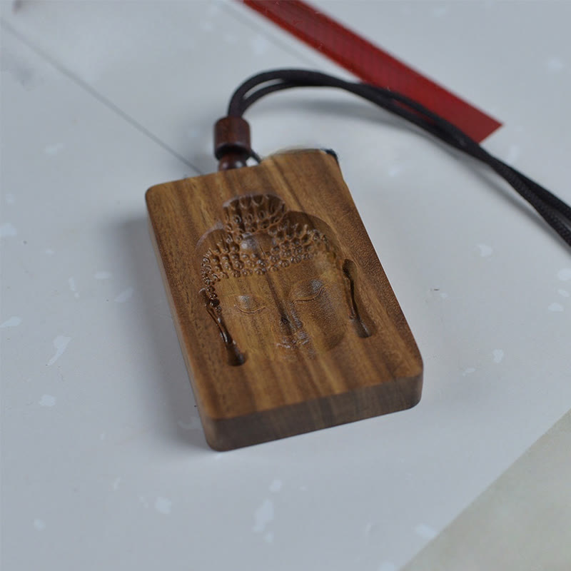 Buddha Stones Grün Sandelholz Buddha Symbol Positive Halskette Anhänger - image 11