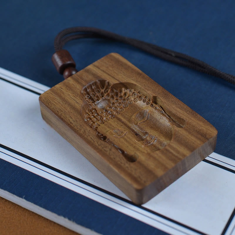 Buddha Stones Grün Sandelholz Buddha Symbol Positive Halskette Anhänger - image 3