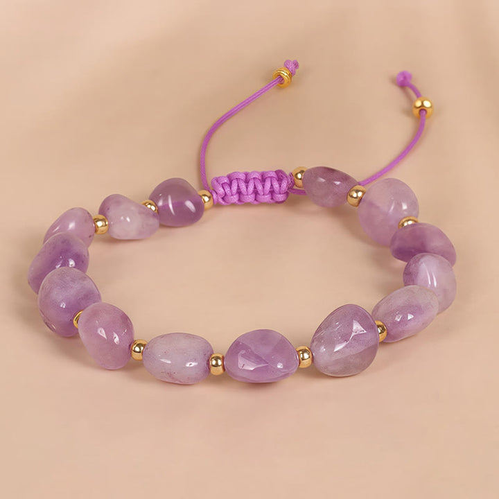 Buddha Stones unregelmäßige Form Amethyst Flechtschnur Balance Armband
