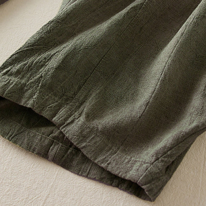 Buddha Stones Lässige, lockere, gerade geschnittene Hose in der Länge 7–8 aus Baumwolle für Damen mit Taschen - image 12