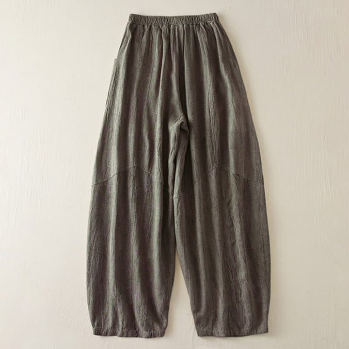 Buddha Stones Lässige, lockere, gerade geschnittene Hose in der Länge 7–8 aus Baumwolle für Damen mit Taschen - image 8