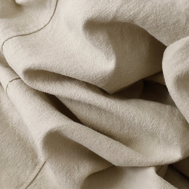 Buddha Stones Lässige, einfarbige Haremshose aus Baumwollleinen für Damen in Länge 7–8 mit Taschen