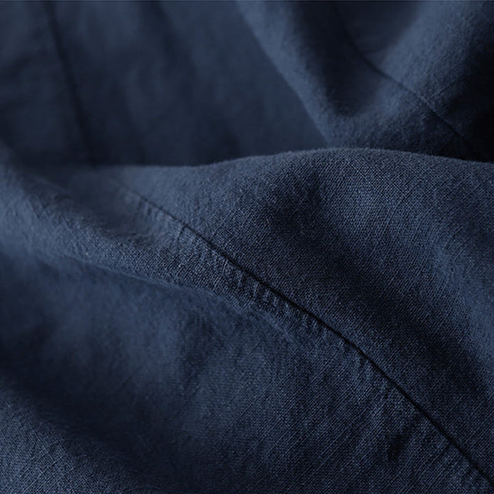 Buddha Stones Lässige, einfarbige Haremshose aus Baumwollleinen für Damen in Länge 7–8 mit Taschen