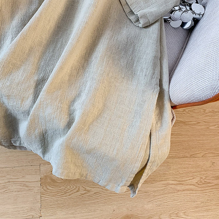 Buddha Stones Lässiges Damen-Hemd aus Baumwolle und Leinen mit einfarbigem Froschknopf und Stehkragen - image 17