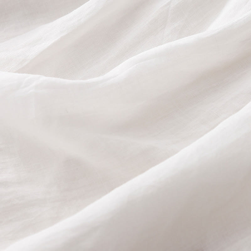 Buddha Stones Lässiges, einfarbiges, lockeres Damen-Baumwollhemd mit V-Ausschnitt und halblangen Ärmeln - image 15