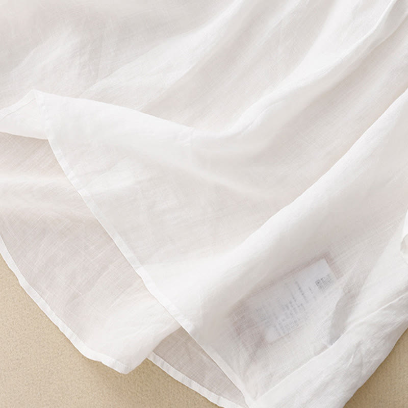 Buddha Stones Lässiges, einfarbiges, lockeres Damen-Baumwollhemd mit V-Ausschnitt und halblangen Ärmeln - image 17