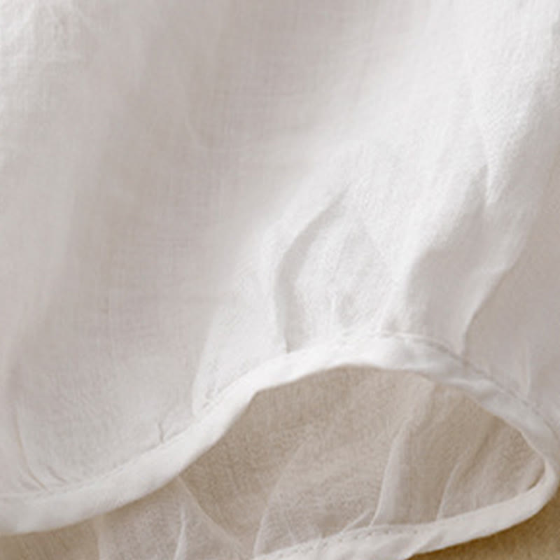 Buddha Stones Lässiges, einfarbiges, lockeres Damen-Baumwollhemd mit V-Ausschnitt und halblangen Ärmeln - image 16