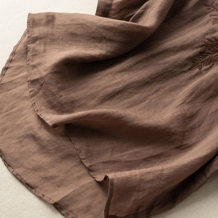 Lässiges Baumwollhemd mit Blumenmuster und V-Ausschnitt für Damen mit Buddha Stones